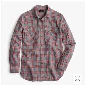 J.Crew Boy Fit Plaid Shirt in Pewter Plaid